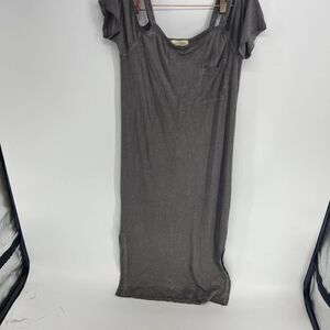 Anthropologie Cloth & Stone gray shoulder cut out midi tshirt dress womens small